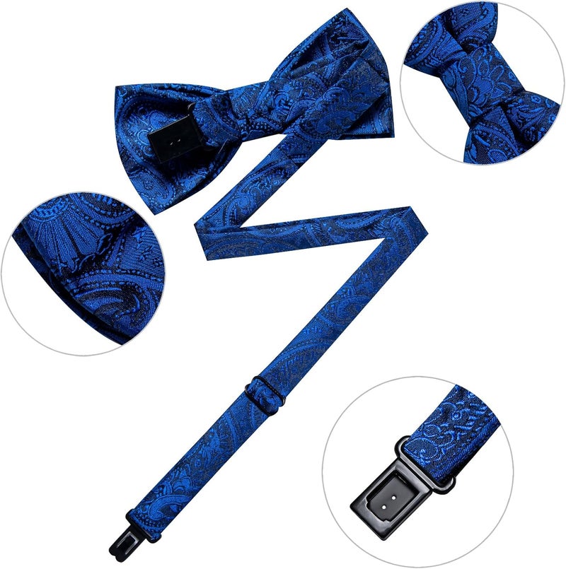 DiBanGu Boys Pre-tied Bow Tie,Silk Adjustable Bowtie and Pocket Square for Age 8-14 Kids Bowtie Wedding School Ceremony Party - Image 5